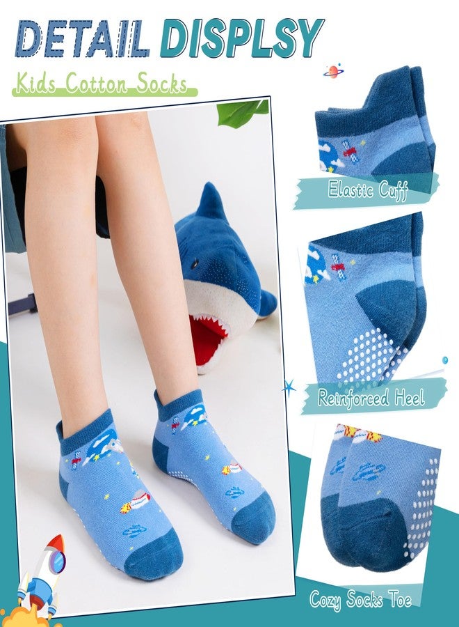 Eyean Kids Ankle Cotton Socks Cute Animal Pattern Soft Non Slip Boys Girls No Show Socks 6 Pairs (Non Slip-Space, 3-5 Years) - Image 4