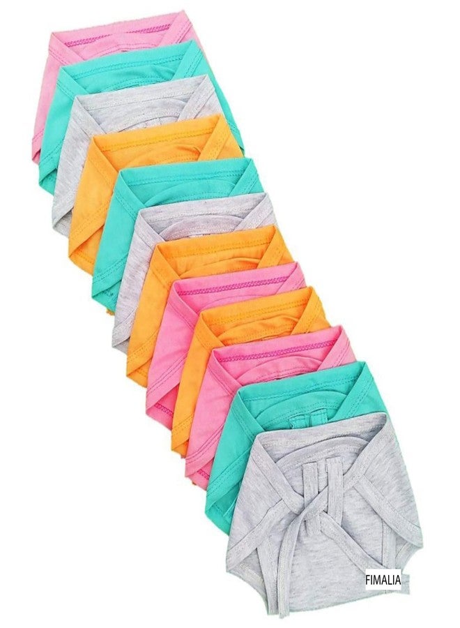 FIMALIA Newborn Baby Washable Reusable Hosiery Cotton Cloth Nappies/Cloth Diaper/Langot (0 to 6 Months) (Colors & Prints Vary) (Pack of 12, Plain) - Image 1
