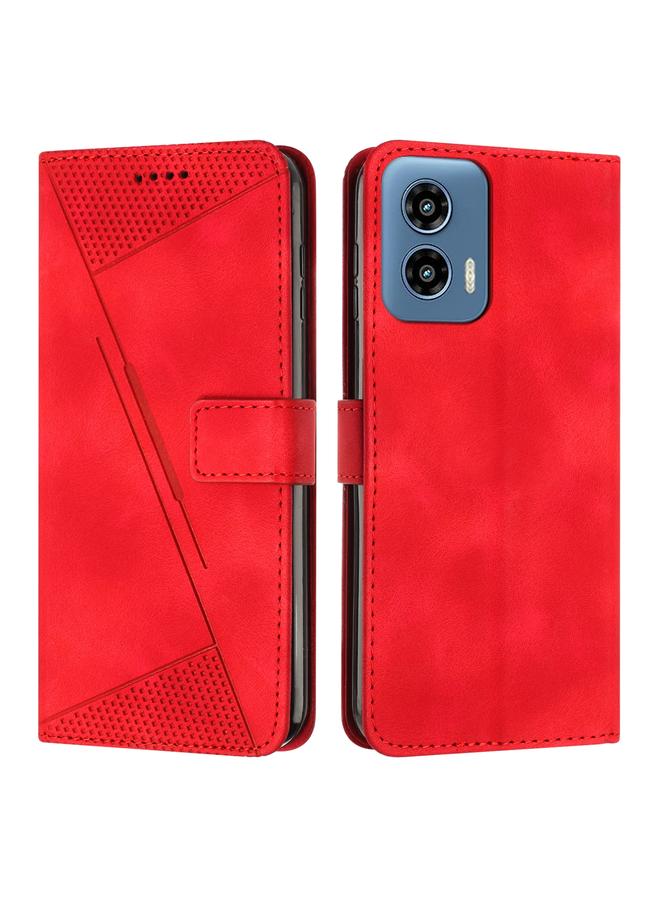 جرين تايجر جراب جلدي لهاتف Motorola Moto G Play 5G 2024/Moto G 5G 2024 Dream Triangle مزود بحبل (أحمر)