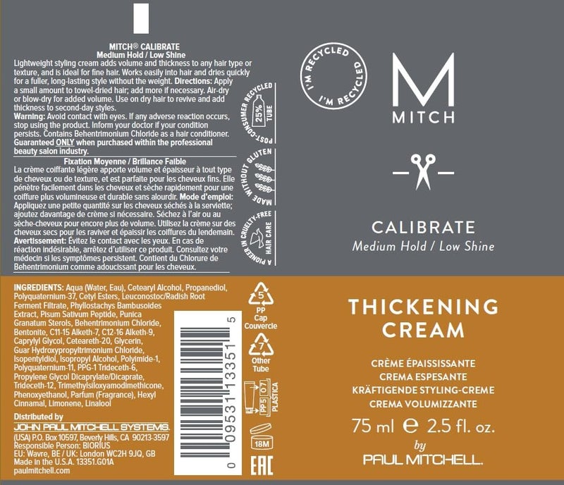 MITCH by Paul Mitchell Calibrate Thickening Cream, Medium Hold, Low Shine, For All Hair Types, 2.5 fl. oz - Image 4