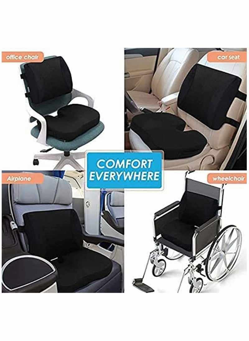 HomarKet - 2-Piece Multipurpose Memory Foam Seat Cushion and Lumbar Support Pillow Set Black - Image 1