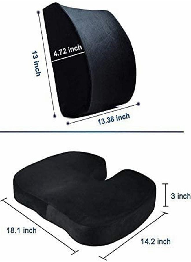 HomarKet - 2-Piece Multipurpose Memory Foam Seat Cushion and Lumbar Support Pillow Set Black - Image 1