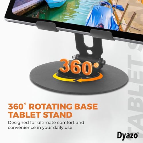 Dyazo Foldable 360° Rotating Tablet Stand | Multiple Height & Angle Adjustable Holder | Compatible for iPad Pro/Air/Mini, Samsung Galaxy Tabs, Surface Pro & All Tablets Upto 12.9 Inch (Space Grey) - Image 5