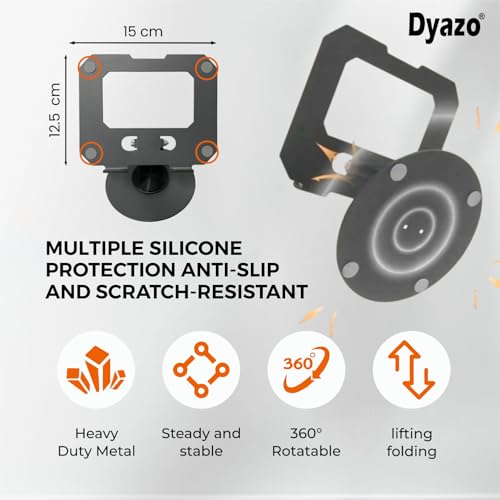 Dyazo Foldable 360° Rotating Tablet Stand | Multiple Height & Angle Adjustable Holder | Compatible for iPad Pro/Air/Mini, Samsung Galaxy Tabs, Surface Pro & All Tablets Upto 12.9 Inch (Space Grey) - Image 4