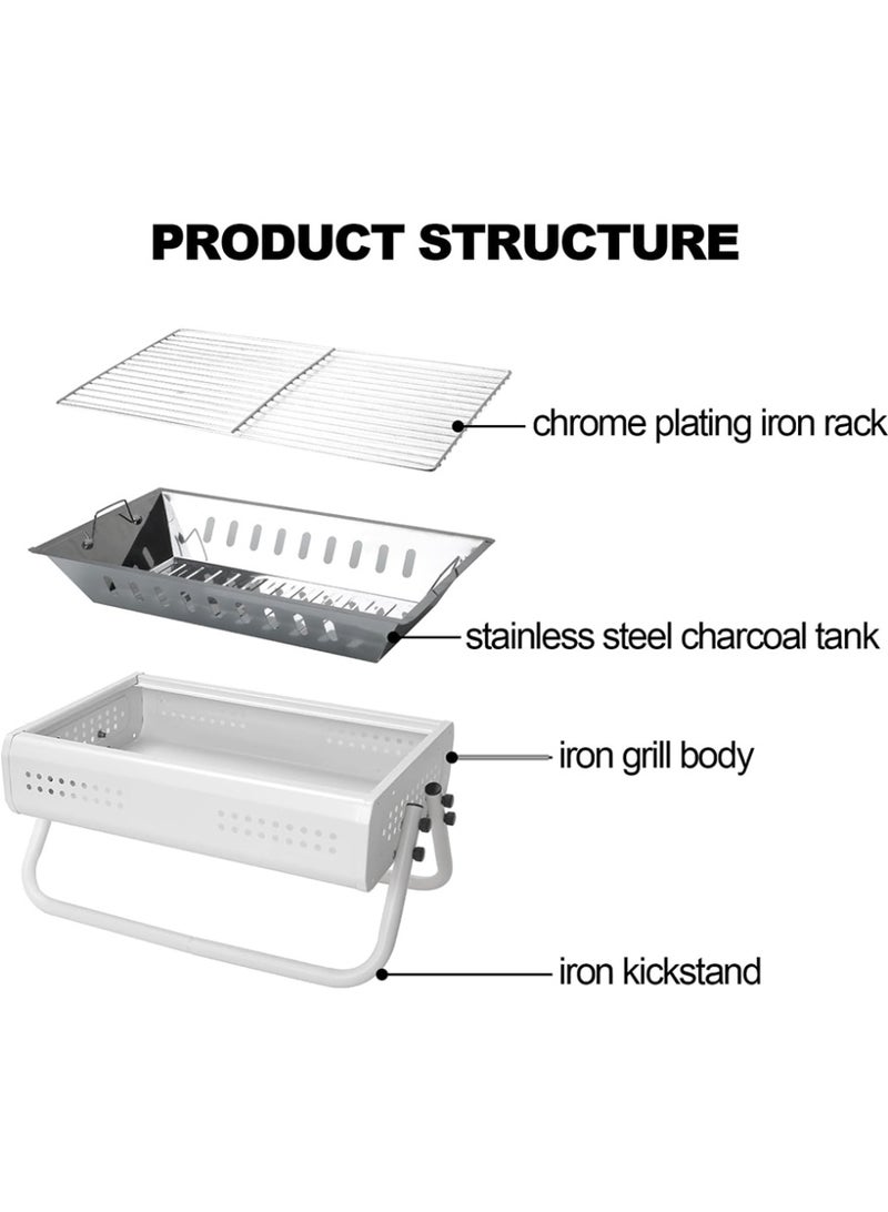 Cady One Portable Foldable Stainless Steel Charcoal Grill, Compact Portable BBQ Grill with Detachable Legs 23*31*50cm Ideal for Outdoor Cooking for Travel, Camping, and Picnics White - Image 4