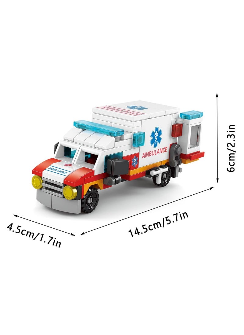 6 in 1 Emergency Vehicle Toy Building Blocks Toys for Boys Ages 4+ Kids Gift Ideas Rescue Team Ambulance 122 Pieces - Compatible with Other Building Block Toys  - Image 2
