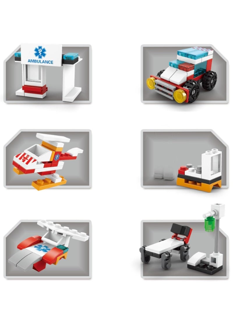 6 in 1 Emergency Vehicle Toy Building Blocks Toys for Boys Ages 4+ Kids Gift Ideas Rescue Team Ambulance 122 Pieces - Compatible with Other Building Block Toys  - Image 3