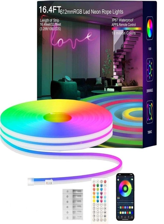 POPAXY 5 Meter Smart Neon Strip Lights | RGB LED Rope Light | RGBIC Dream Color Technology | App Control | Remote Control | Built-in Music Sync | Smart Timer | AmbiMotion TV LED Backlight - Image 1