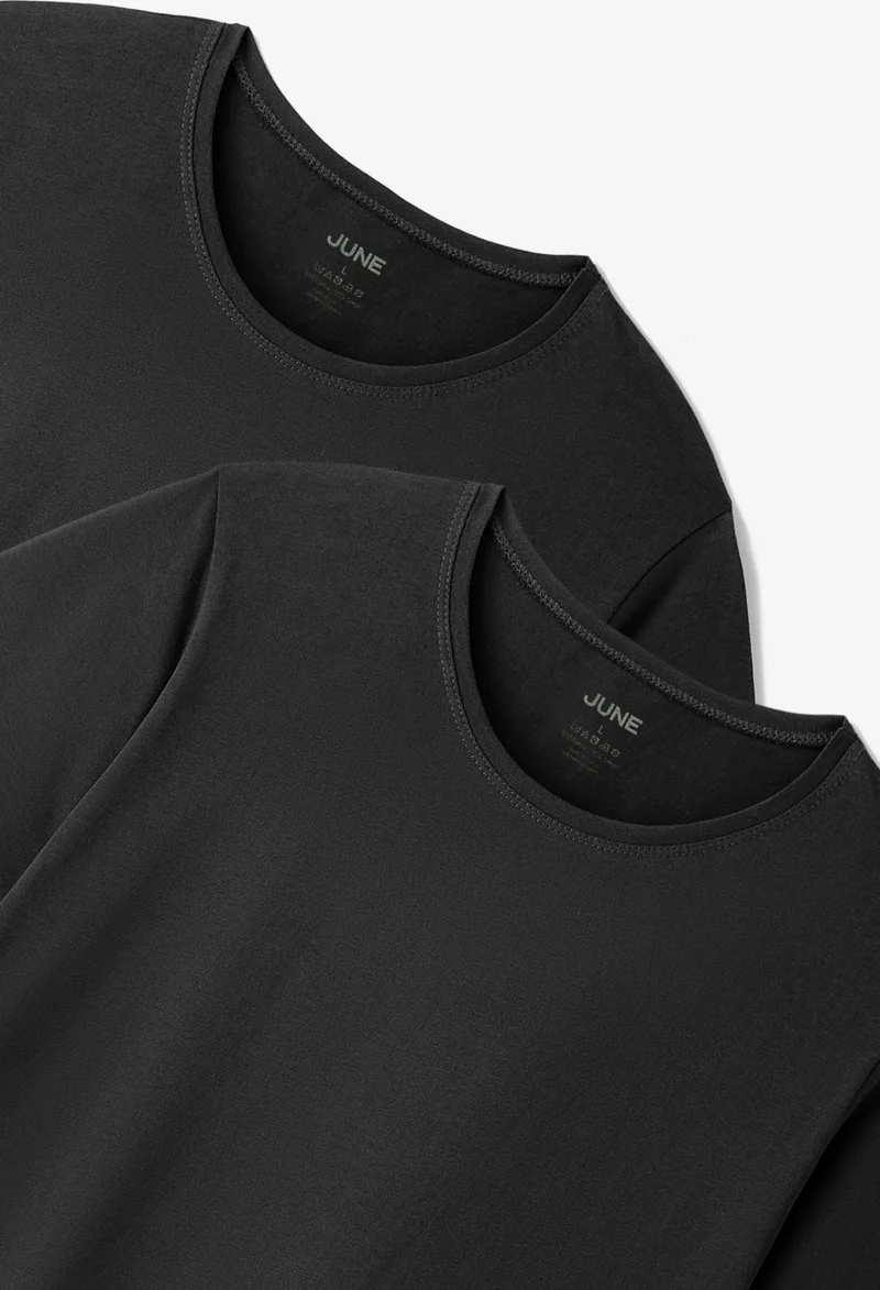 جون Black-Black 2-Pack 100% Cotton Basic Men's T-Shirt