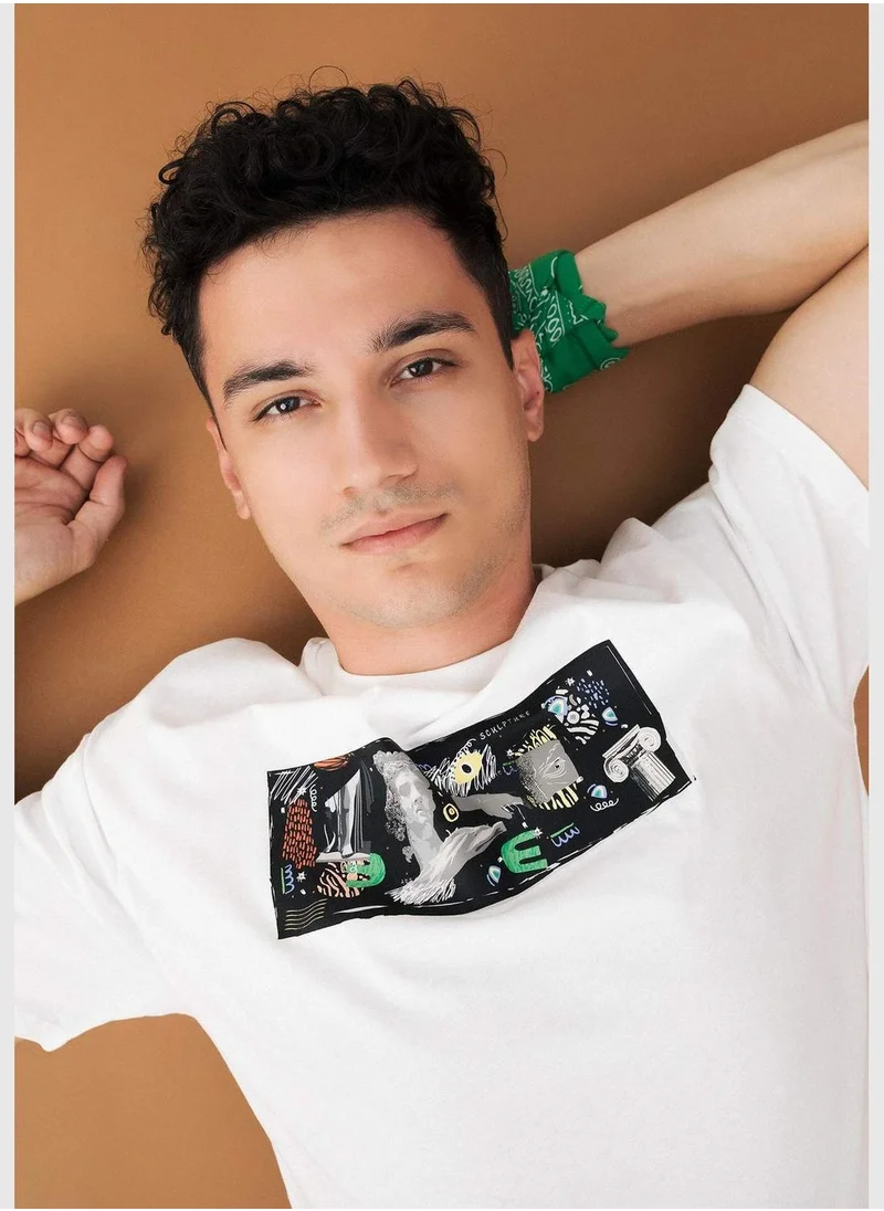 DeFacto Relax Fit Shorts Sleeve Printed T-Shirt