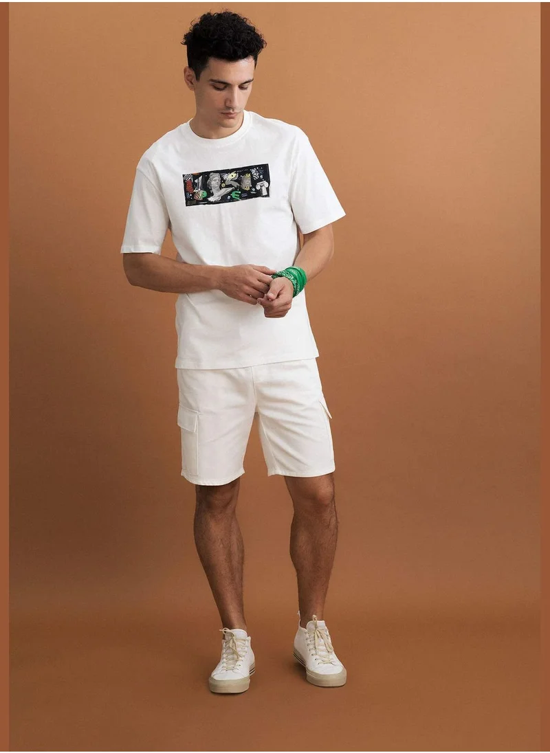 DeFacto Relax Fit Shorts Sleeve Printed T-Shirt