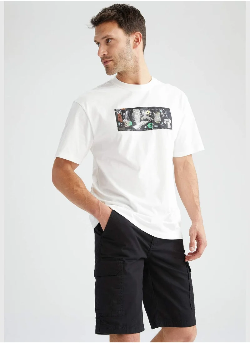 DeFacto Relax Fit Shorts Sleeve Printed T-Shirt
