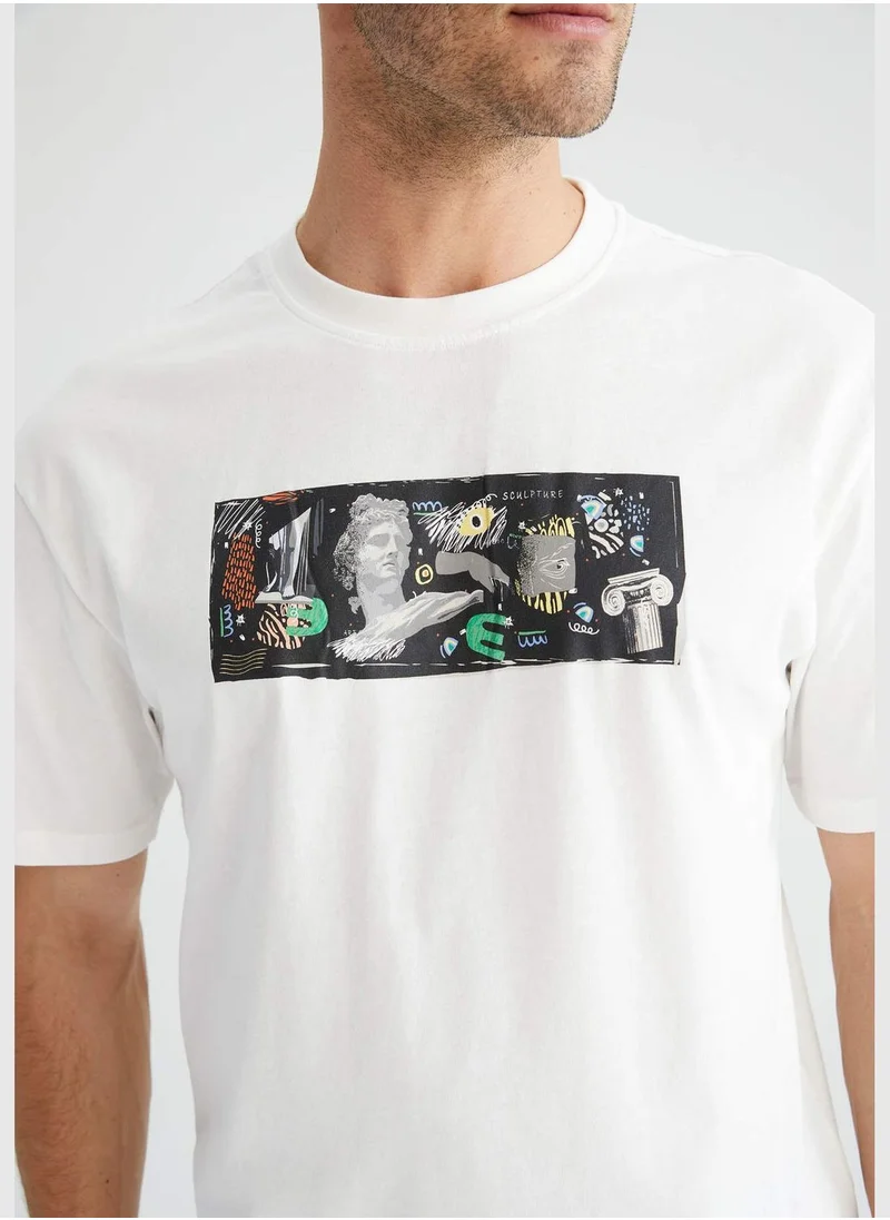 DeFacto Relax Fit Shorts Sleeve Printed T-Shirt