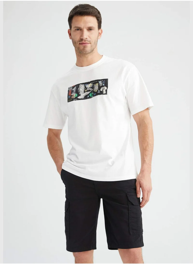 DeFacto Relax Fit Shorts Sleeve Printed T-Shirt