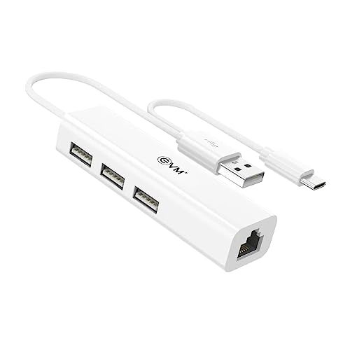 EVM 4-in-1 USB Hub – RJ45 100Mbps Ethernet + 3X USB 2.0, Dual Input (Type-C & USB-A), Plug & Play | 1 Year Warranty - Image 1