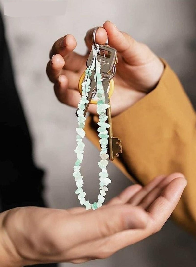 فوميمو سلاسل هواتف/سلسلة للنساء والفتيات، جراب هاتف محمول مصنوع يدويًا على الطراز البوهيمي، وحزام معصم، وسلاسل مفاتيح مرصعة بالأحجار الكريمة الطبيعية. - Image 5