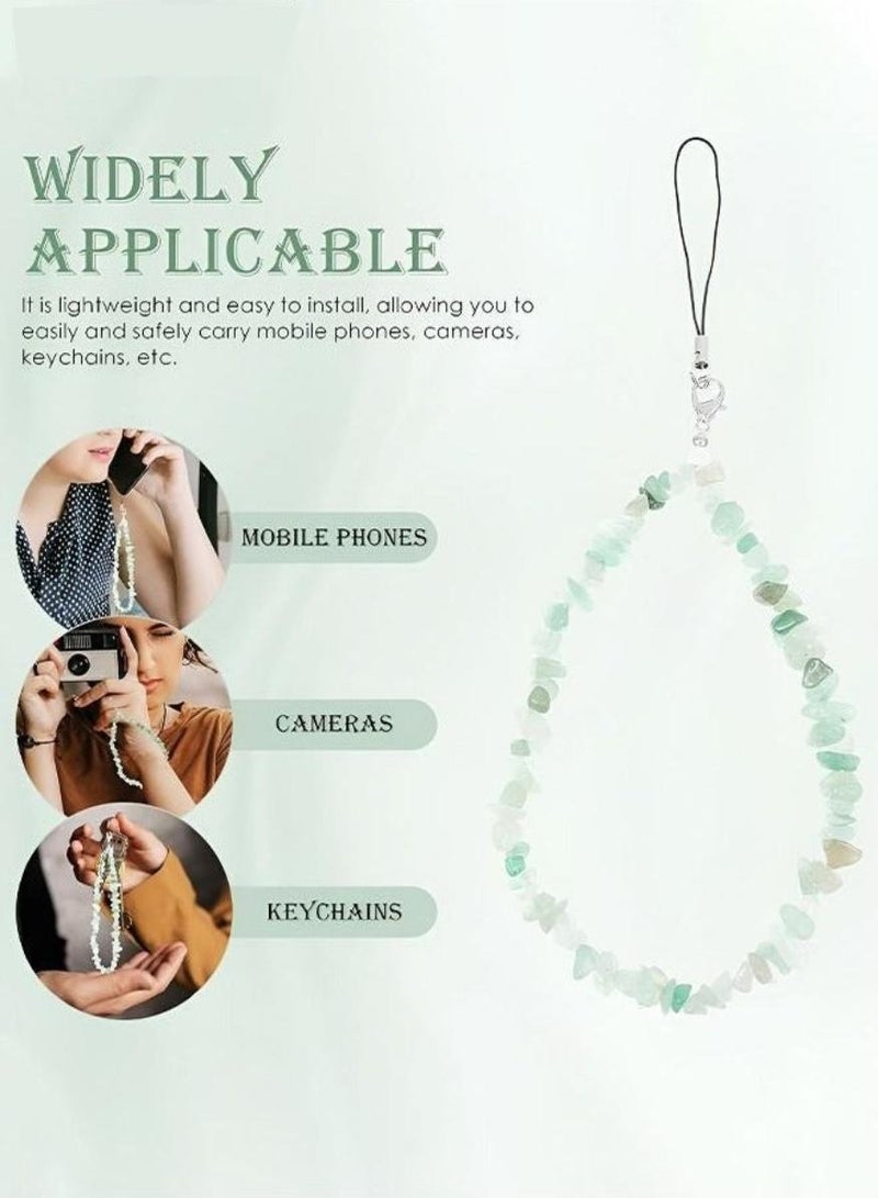 فوميمو سلاسل هواتف/سلسلة للنساء والفتيات، جراب هاتف محمول مصنوع يدويًا على الطراز البوهيمي، وحزام معصم، وسلاسل مفاتيح مرصعة بالأحجار الكريمة الطبيعية. - Image 2