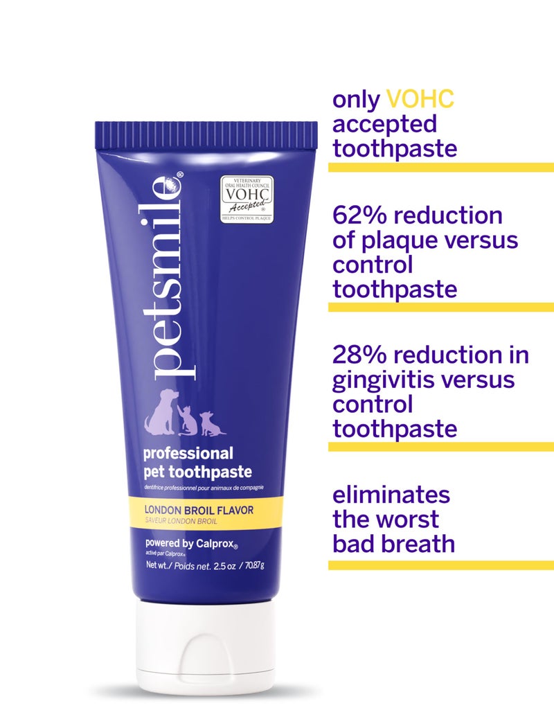 Petsmile Professional Pet Toothpaste for Cats & Dogs - Only VOHC Accepted Toothpaste - Clinically Proven to Control Plaque & Tartar Calprox Formula (London Broil, 2.5 Oz) - Image 4