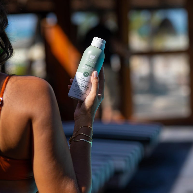 Aloe Up Continuous Mineral Sunscreen Spray SPF 30 - Alcohol-Free Broad Spectrum UVA/UVB Sunscreen Protector for Face and Body - With Gen2 Zinc Oxide and Aloe Vera - Dries Clear - Reef Safe - 4.5 Oz - Image 5