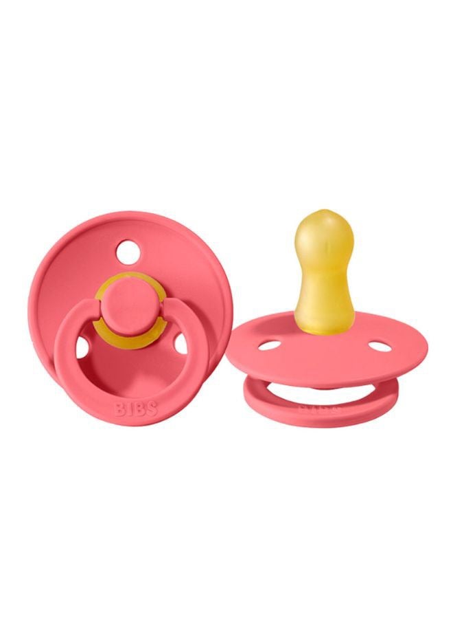 Pacifier for Babies 0 to 6 Months, Size 1, 2-Pack, Coral and Baby Pink, Soft and Comfortable Silicone Soother  - Image 1