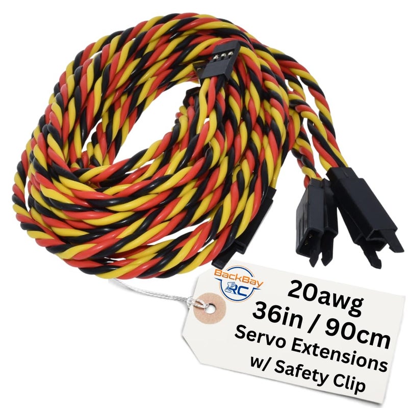 BackBay R/C BackBayRC 20awg Twisted Servo Extension Cable wSafety Clip 100 Strands for RC Vehicles Drones EBikes 8 Lengths 5 Wires per Pack 90CM 36in - Image 3