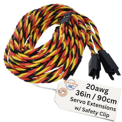 BackBay R/C BackBayRC 20awg Twisted Servo Extension Cable wSafety Clip 100 Strands for RC Vehicles Drones EBikes 8 Lengths 5 Wires per Pack 90CM 36in - Image 1
