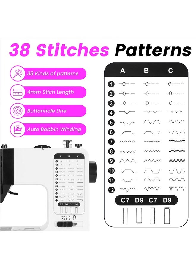 Joshberg Sewing Machine,Mini Sewing Machine，Stitching Machine,38 Stitches Adjustable Speed Two Thread with Foot Pedal & Extension Table  - Image 5