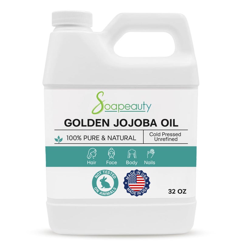 Soapeauty Golden Jojoba Oil | 100% Pure & Natural | Unrefined, Cold Pressed, Hexane Free | Moisturizing Oil for Skin, Face, Hair & Nails | 32 Fl Oz - Image 1