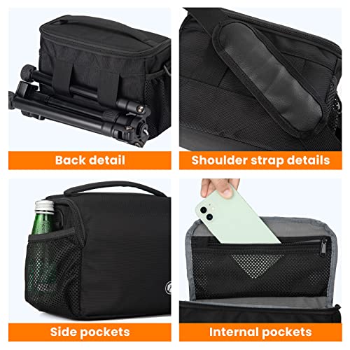 TARION Camera Bag DSLR Messenger Bag Small Camera Bag DSLR Shoulder Bag Camera Satchel Bag Gadget Bag Crossbody Sling Bag Case for SLR Mireless Compact Cameras Street Photography, Black, Small, TSB-S - Image 4