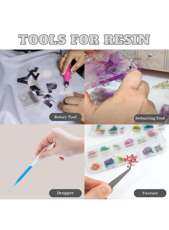 R H LIFESTYLE 12 Pcs Epoxy Resin Art Tool Kit with Measuring Cup, Silicone Brush, Rotary Tool, Tweezers, Measuring Scale, Sand Paper, Deburr Handle, Hand Drill and Dropper DIY Resin Art Kit (Big) - Image 3