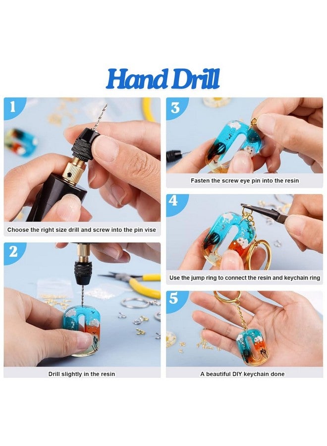 R H LIFESTYLE 12 Pcs Epoxy Resin Art Tool Kit with Measuring Cup, Silicone Brush, Rotary Tool, Tweezers, Measuring Scale, Sand Paper, Deburr Handle, Hand Drill and Dropper DIY Resin Art Kit (Big) - Image 5
