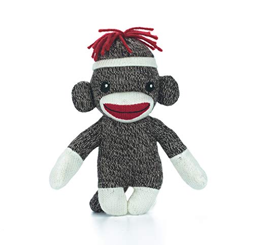 Plushland Adorable Sock Monkey The Original Traditional Hand Knitted Stuffed Animal Toy Giftfor Kids Babies Teens Girls and Boys Baby Doll Present Puppet 6 Inches Brown - Image 1