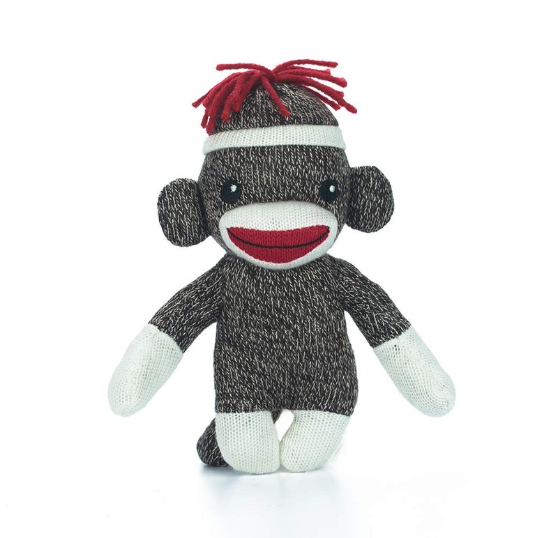 Plushland Adorable Sock Monkey The Original Traditional Hand Knitted Stuffed Animal Toy Giftfor Kids Babies Teens Girls and Boys Baby Doll Present Puppet 6 Inches Brown - Image 3