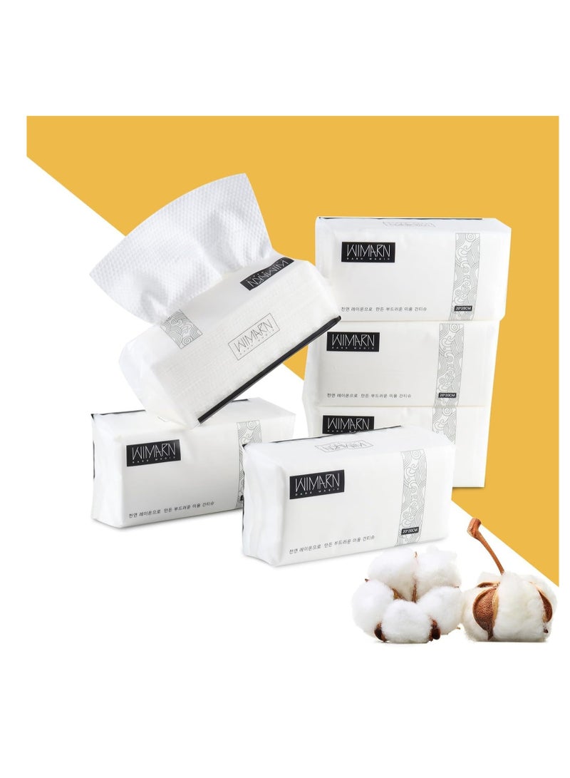 SYOSI Face Clean Towels, 100% Cotton Extra Thick Disposable Towel, Lint- free Facial Tissue for Sensitive Skin Cleansing, Skincare and Makeup Remover, Dry Wipes 6 Pack - Image 1