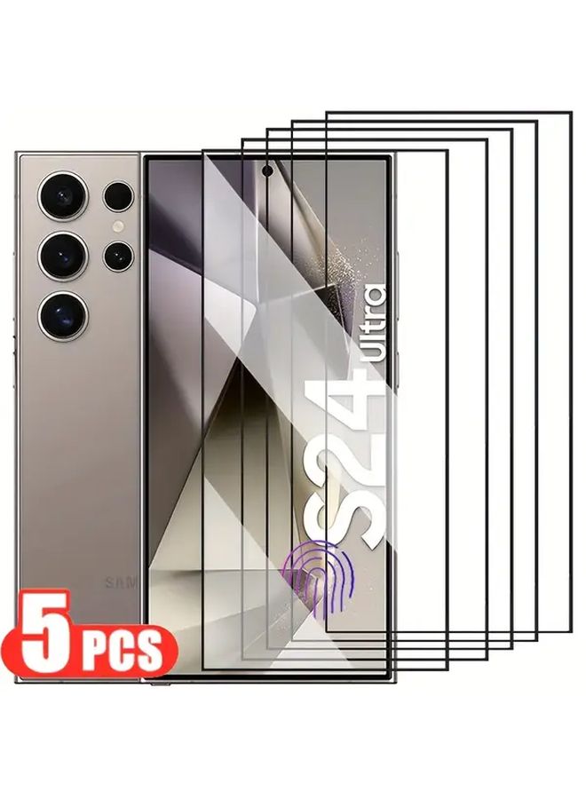 Pack Of 5 Full Screen Tempered Glass Films For Galaxy S24 Ultra Fingerprint Unlock - Image 1