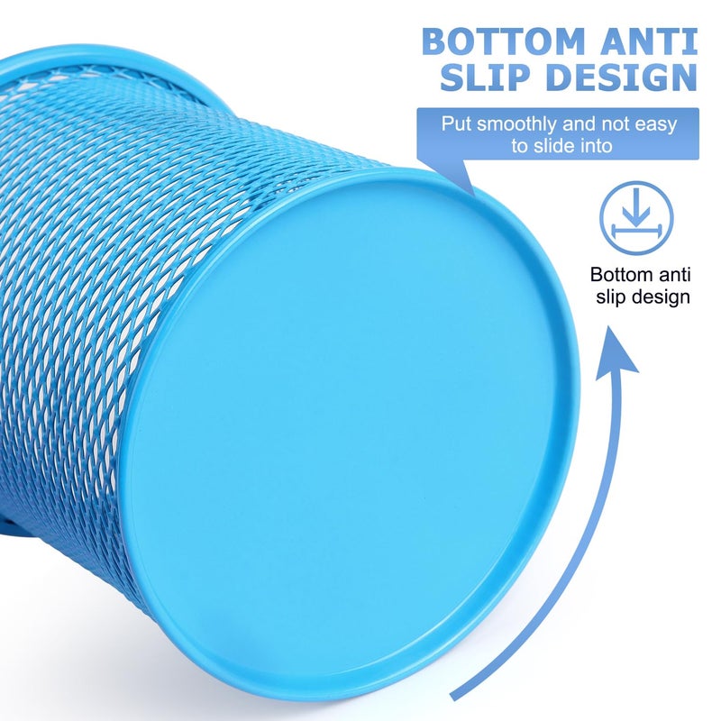 Tamaki Pen Holder Cup for Desk, Wire Mesh Pencil Cup Holder for Desk Office Pen Organizer (Blue) - Image 3