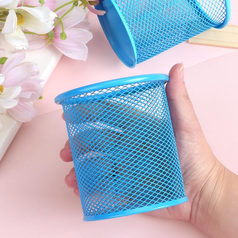 Tamaki Pen Holder Cup for Desk, Wire Mesh Pencil Cup Holder for Desk Office Pen Organizer (Blue) - Image 5