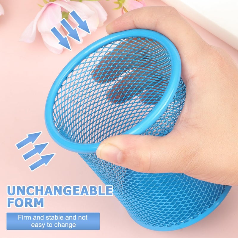 Tamaki Pen Holder Cup for Desk, Wire Mesh Pencil Cup Holder for Desk Office Pen Organizer (Blue) - Image 4