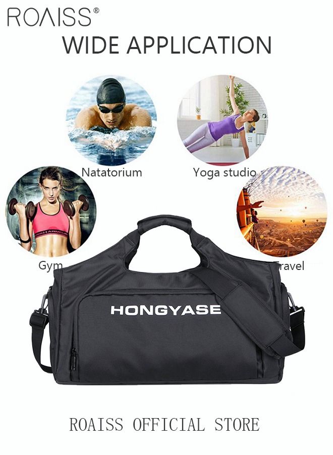 roaiss Large Duffel Bag Gym Bag Travel Luggage Independent Shoe Compartment Dry and Wet Separation Foldable Storage Bag Pouch Tote Bag Waterproof Clothing Storage Folding Bag Black Travel Pack - Image 3