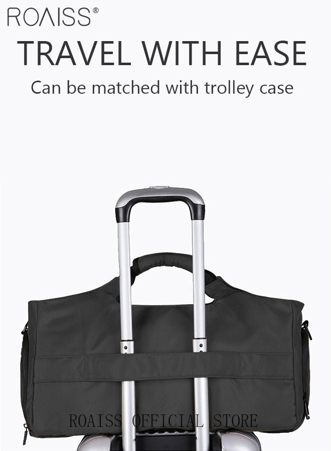 roaiss Large Duffel Bag Gym Bag Travel Luggage Independent Shoe Compartment Dry and Wet Separation Foldable Storage Bag Pouch Tote Bag Waterproof Clothing Storage Folding Bag Black Travel Pack - Image 4