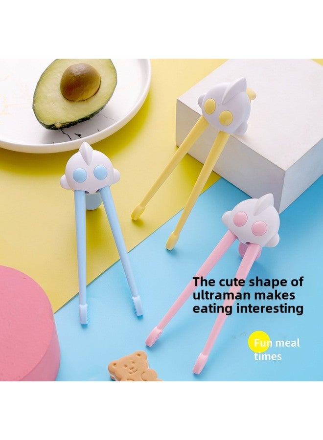 Genuine Ultraman Children's Chopsticks Silicone Tiger Mouth Training Learning Chopsticks Cartoon Practice Chopsticks Stainless Steel Tableware-Specifications:Children's Tableware-Color:Yellow Practice Chopsticks Simple Outfit - Image 2