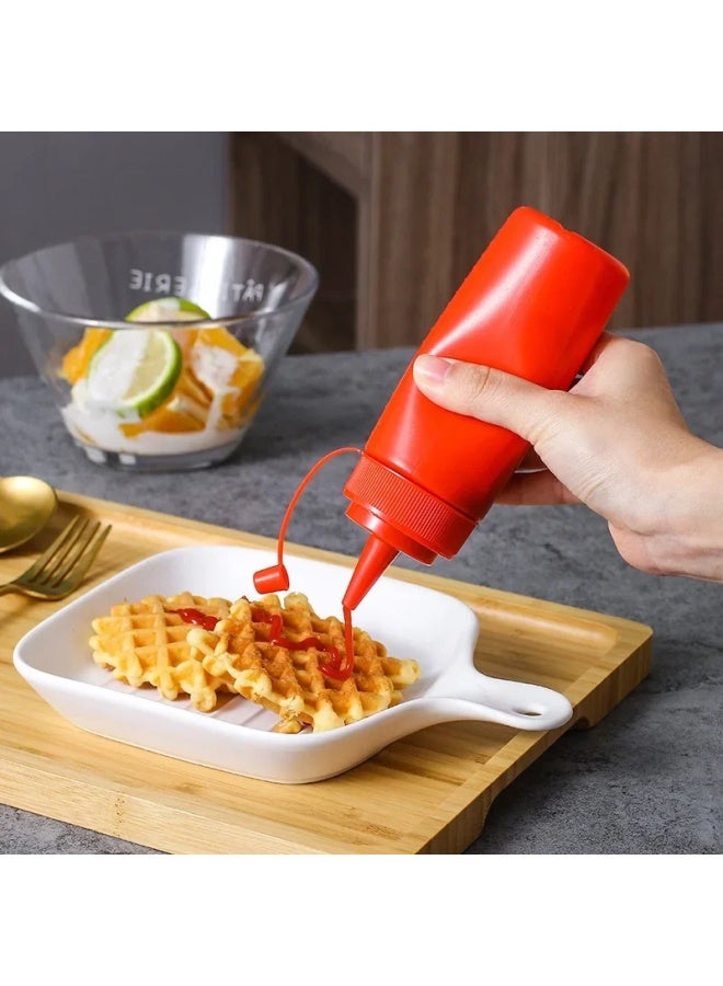 Squeezable Bottle Salad Dressing Milk Cream Seasoning Tomato Sauce Plastic Squeezable Bottle Fruit Sauce Bottle For Home Baking-Specifications:13a/340ml  - Image 3