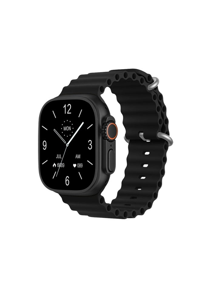 Starfire Bluetooth Calling Smart Watch 2.01” Full Touch Display, NFC Support, IP65 Water Resistant Fitness Watch, Wireless Charging, Heart Rate, Blood Oxygen, Sleep Tracking, SMS Alerts, Black Sports Smartwatch - Image 1