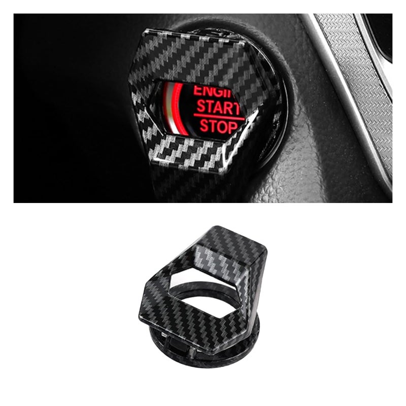 GLSOWEE Car Engine StartStop Button Cover Zinc Alloy Car Push Button Start Cover Car Power Control Trim Universal Key Ignition Switch Protective Cover for Cars SUVs Carbon Fiber - Image 2
