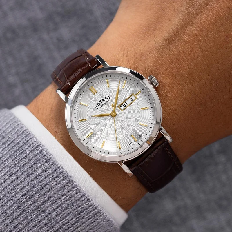 Rotary  Rotary Men's Heritage Stainless Steel Brown Leather Strap Watch - GS05420/02 for Men | Best Price UAE