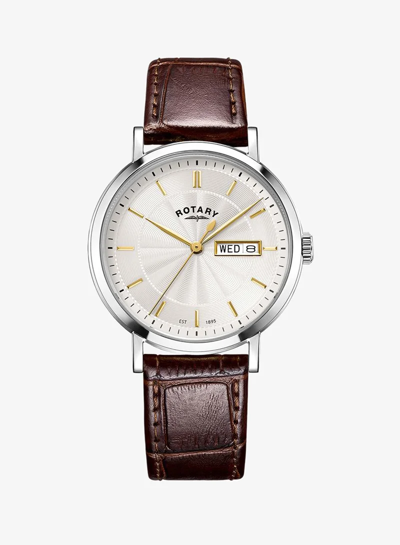 Rotary Rotary Men's Heritage Stainless Steel Brown Leather Strap Watch - GS05420/02