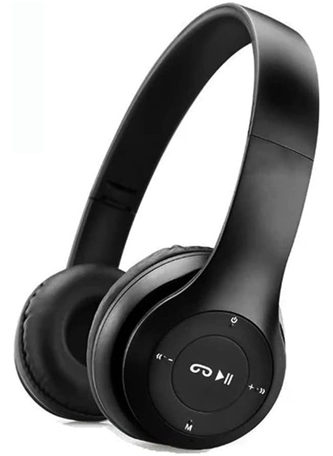 Foldable Wireless Bluetooth Headset Headphone With Microphone Support Micro SD Black