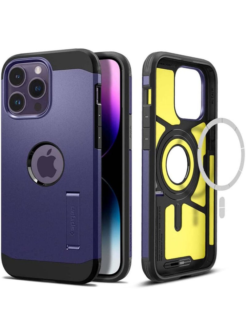 Spigen Tough Armor MagFit iPhone 14 Pro Case Cover with MagSafe - Deep Purple  - Image 1