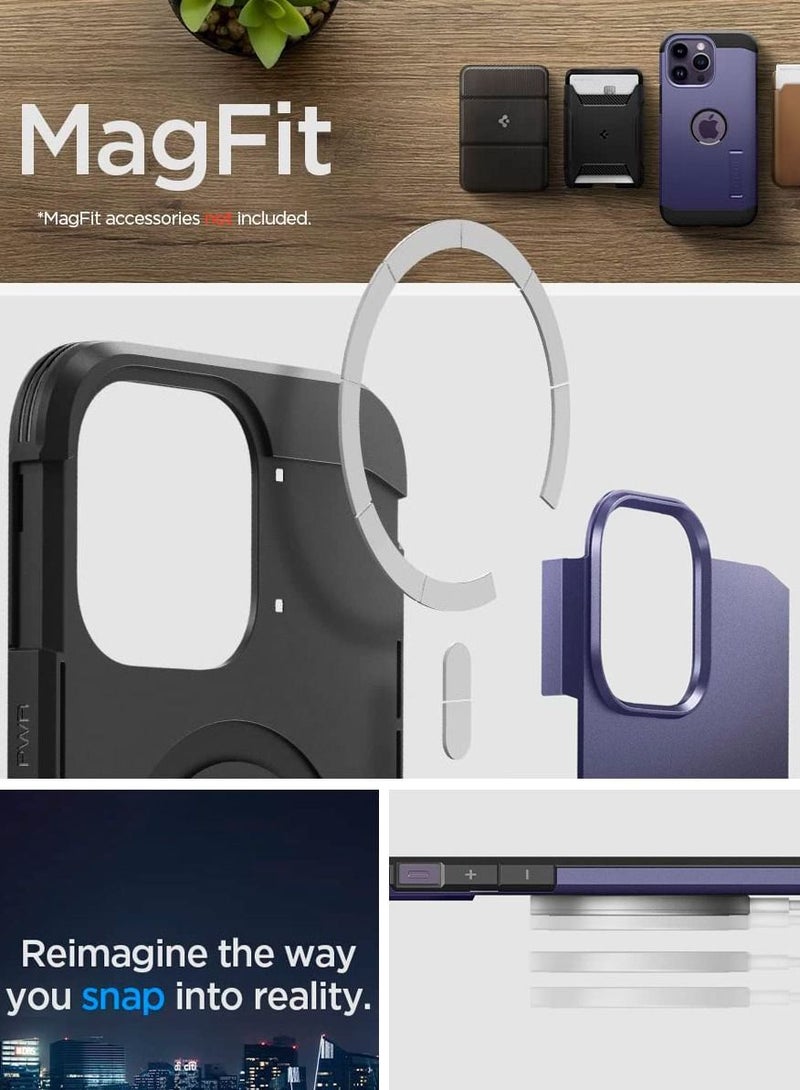Spigen Tough Armor MagFit iPhone 14 Pro Case Cover with MagSafe - Deep Purple  - Image 5