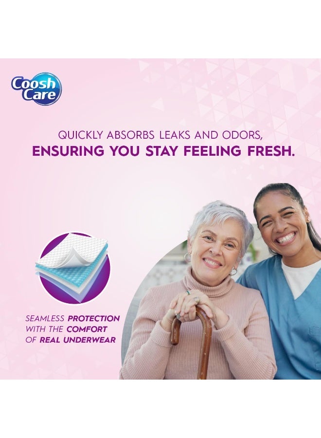 CooshCare سراويل داخلية قابلة للاستخدام مرة واحدة، أقصى امتصاص، سراويل سحب للبالغين (12 قطعة)، غطاء ناعم للغاية، حماية ضد التسرب، ملاءمة مريحة وآمنة لرعاية سلس البول (للنساء - S/M) - Image 4